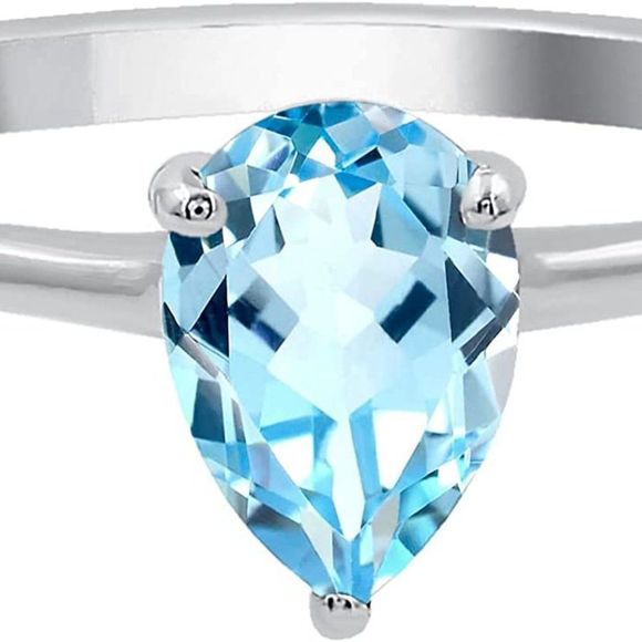 Natural Gemstone Rings For Women Sterling Silver, Solitaire Rings For Women - Picture 2 of 5